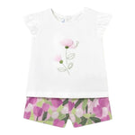 Mayoral Completo 2 Pezzi T-Shirt-Shorts per Neonata 1237 BIANCO/ROSA MAYORAL 