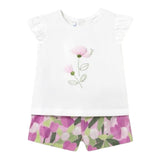 Mayoral Completo 2 Pezzi T-Shirt-Shorts per Neonata 1237 BIANCO/ROSA MAYORAL 