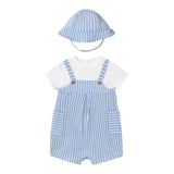 Mayoral Set Pagliaccetto Bicolore con Fantasia A Righe-Cappello per Neonato 1602 BIANCO/AZZURRO MAYORAL 