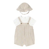 Mayoral Set Pagliaccetto Bicolore con Fantasia A Righe-Cappello per Neonato 1602X BIANCO/BEIGE MAYORAL 