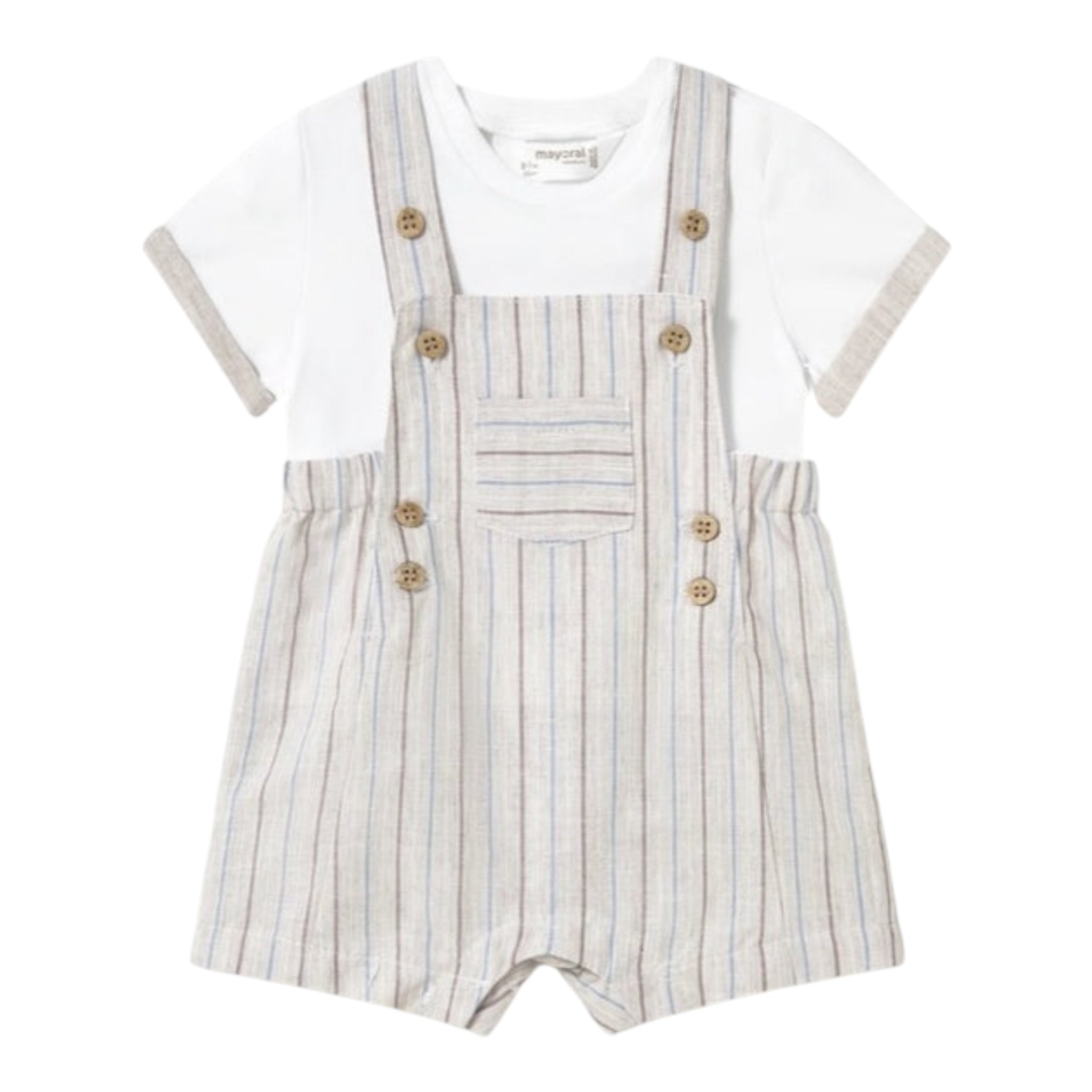 Mayoral Completo 2 Pezzi T-Shirt-Salopette Bicolore per Neonato 1621 BIANCO/BEIGE MAYORAL 