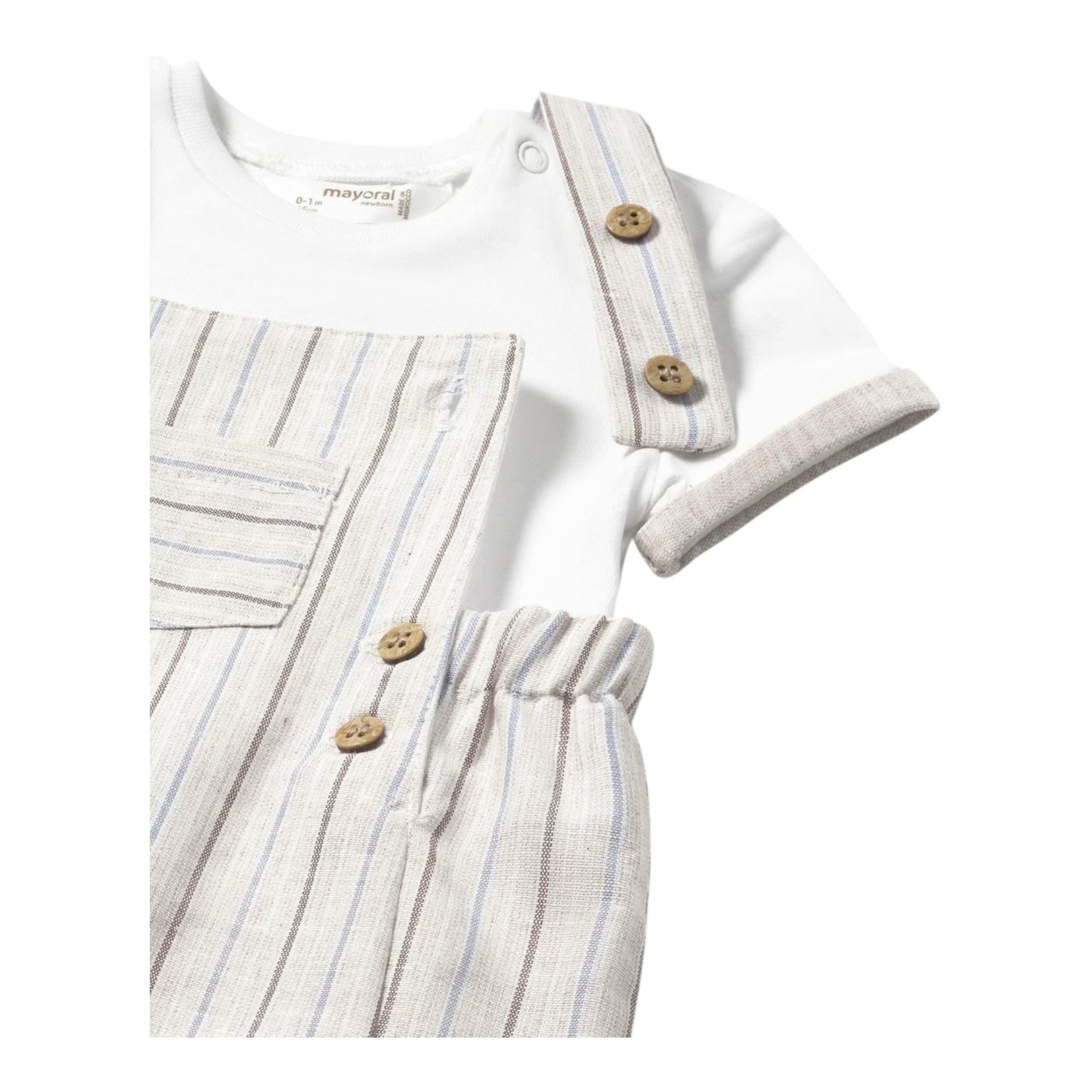 Mayoral Completo 2 Pezzi T-Shirt-Salopette Bicolore per Neonato 1621 BIANCO/BEIGE MAYORAL 
