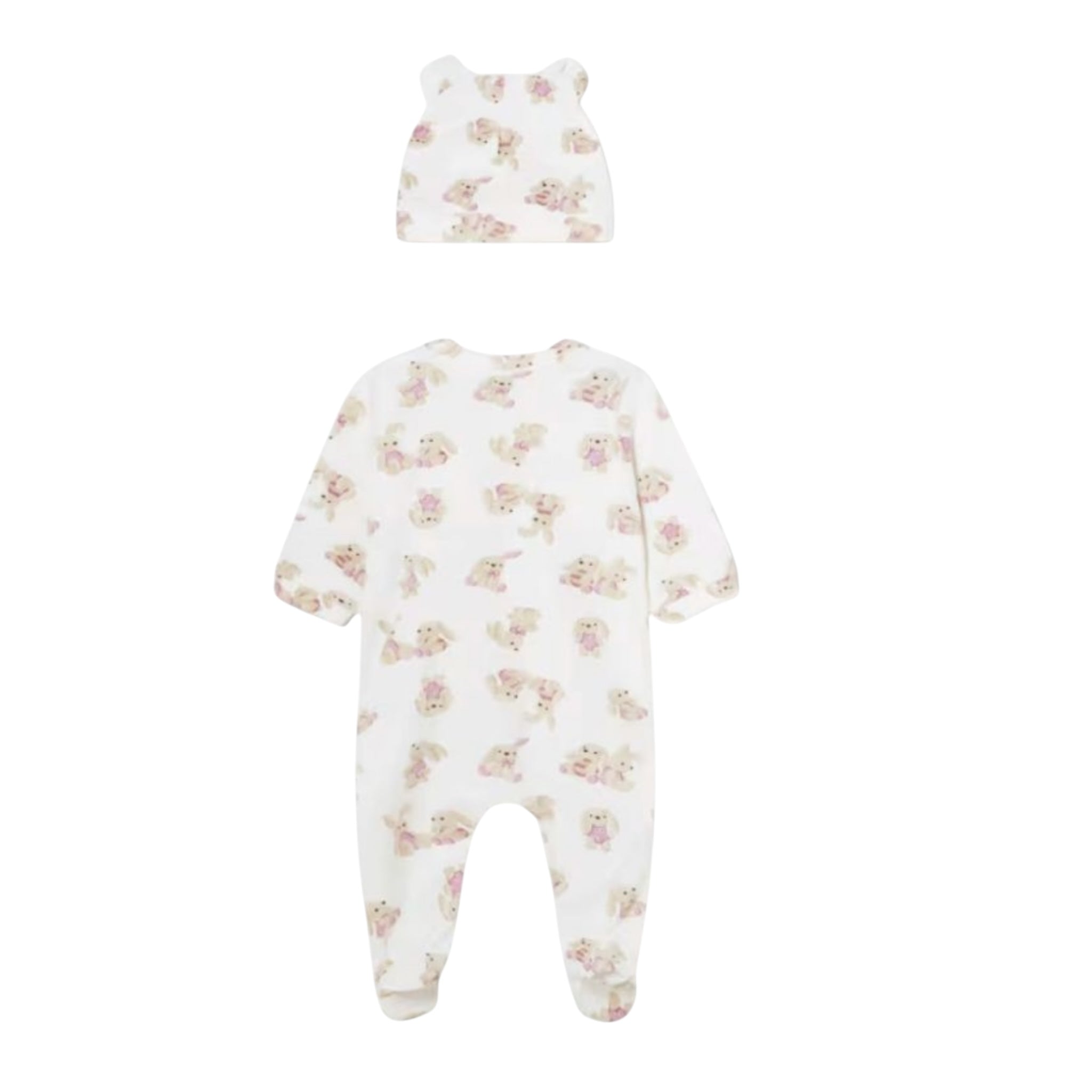 Mayoral Set Tutina Tinta Unita-Cappello con Stampa per Neonata 1721 BIANCO MAYORAL 