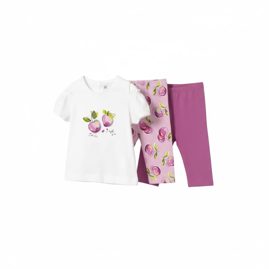Mayoral Completo 3 Pezzi T-Shirt- 2 Leggins per Neonata 1740 BIANCO MAYORAL 