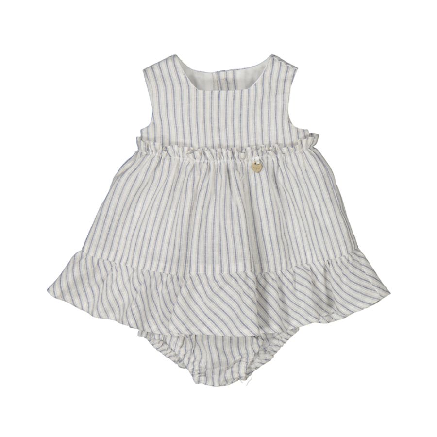 Mayoral Abito Tinta Unita Set con Coulotte Fantasia A Righe per Neonata 1844 BIANCO/BLU MAYORAL 