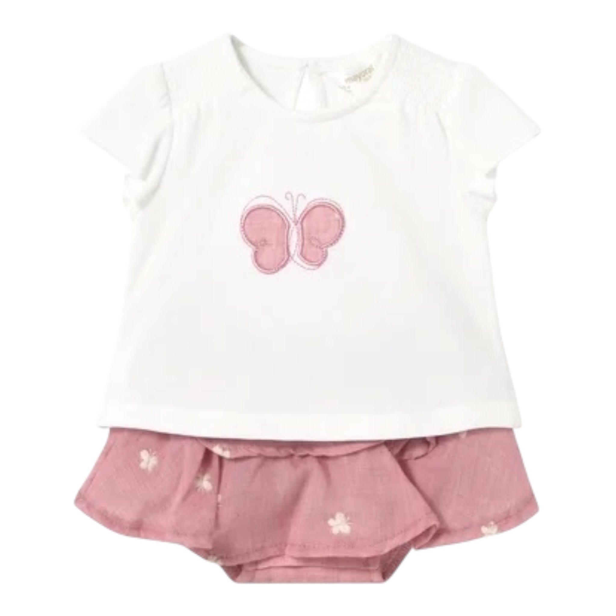 Mayoral Completo 2 Pezzi T-Shirt-Gonna con Coulotte Bicolore per Neonata 1853 BIANCO/ROSA MAYORAL 
