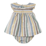 Mayoral Set Abito-Coulotte con Fantasia A Righe per Neonata 1855 BIANCO MAYORAL 