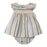 Mayoral Set Abito-Coulotte con Fantasia A Righe per Neonata 1855 BIANCO MAYORAL 