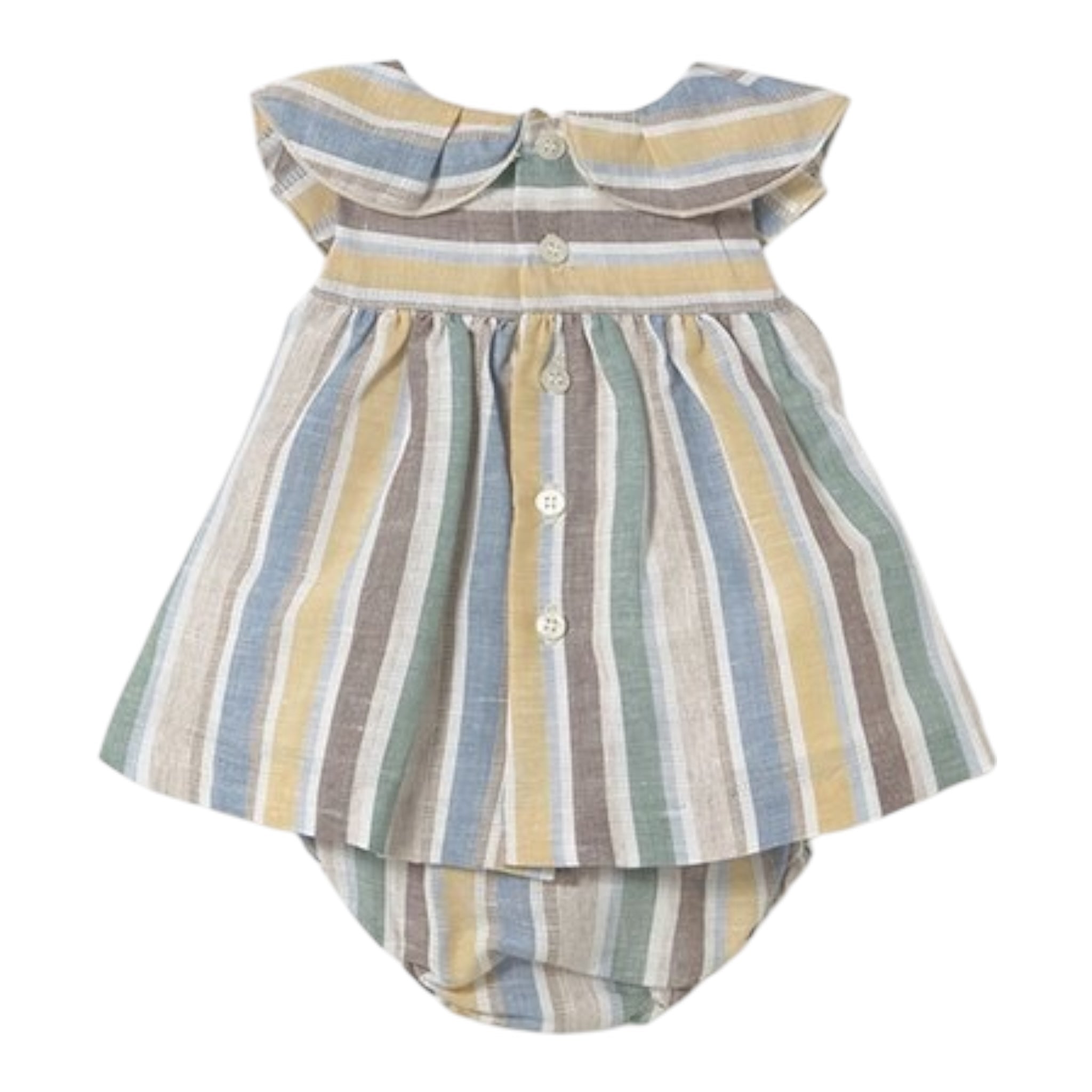 Mayoral Set Abito-Coulotte con Fantasia A Righe per Neonata 1855 BIANCO MAYORAL 