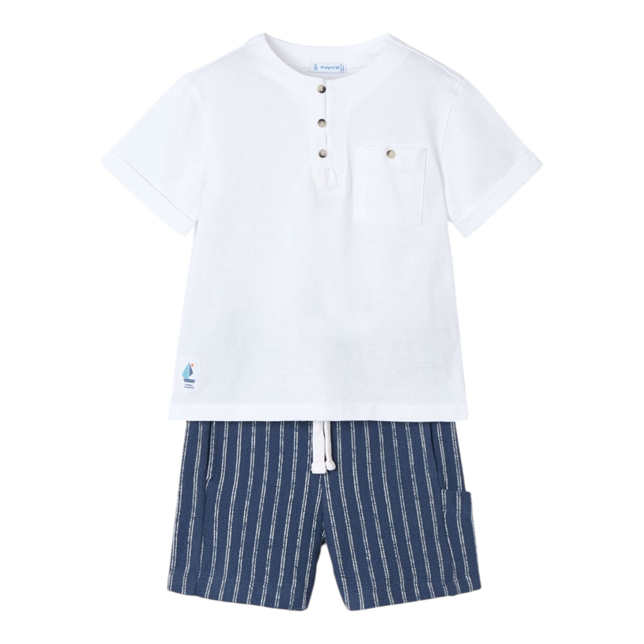 Mayoral Completo 3 Pezzi T-Shirt-Bermuda per Neonato 3603N BIANCO/BLU MAYORAL 