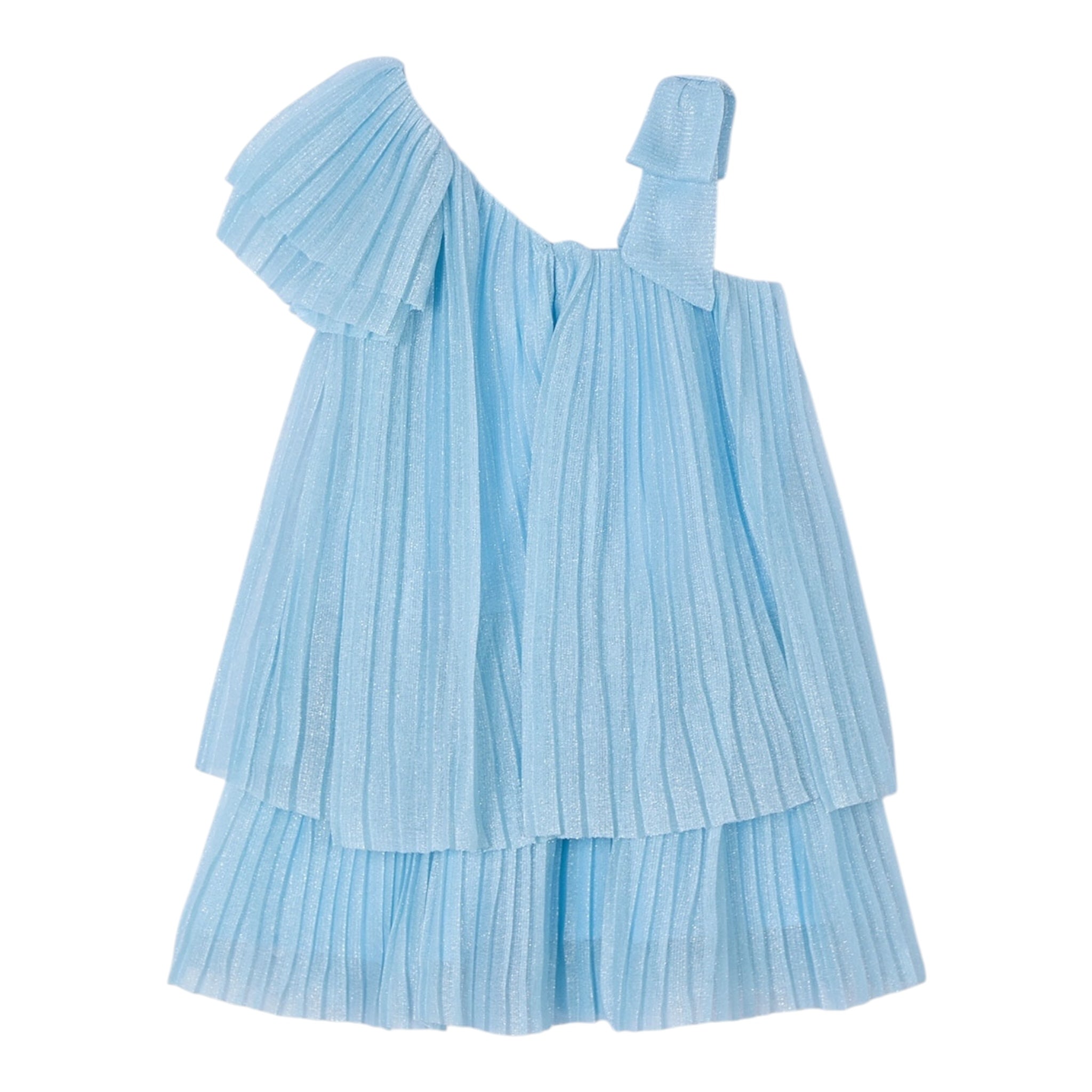 Mayoral Abito Tinta Unita con Balze per Bambina 3912 AZZURRO MAYORAL 