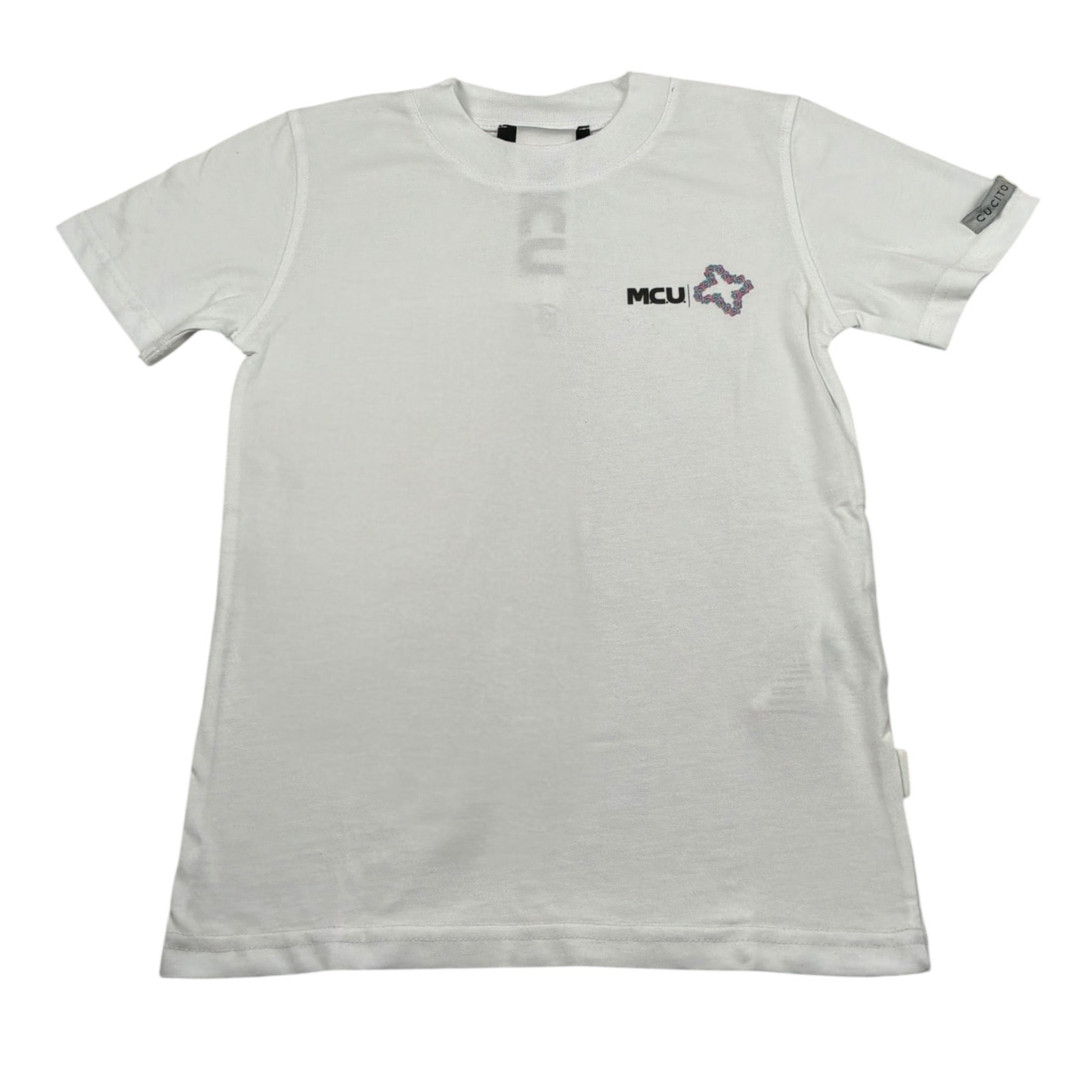 Mcu T-Shirt Girocollo tinta unita con Stampa Bianco per Bambina MCU0121 BIANCO MCU 