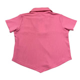 Met T-Shirt Asimmetrica Tinta Unita con Applicazioni per Bambina ME205 ROSA MET 