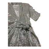 Met Abito Mezza Manica Tinta Unita per Bambina ME336 ARGENTO MET 