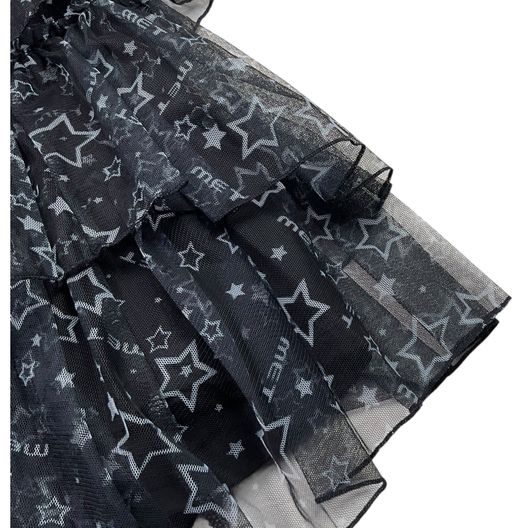 Met Gonna Tinta Unita con Tulle E Fantasia Stelle per Bambina ME340 NERO MET 