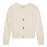 Michael Kors Cardigan tinta unita con Applicazioni Panna per Bambina R30280X PANNA MICHAEL KORS 