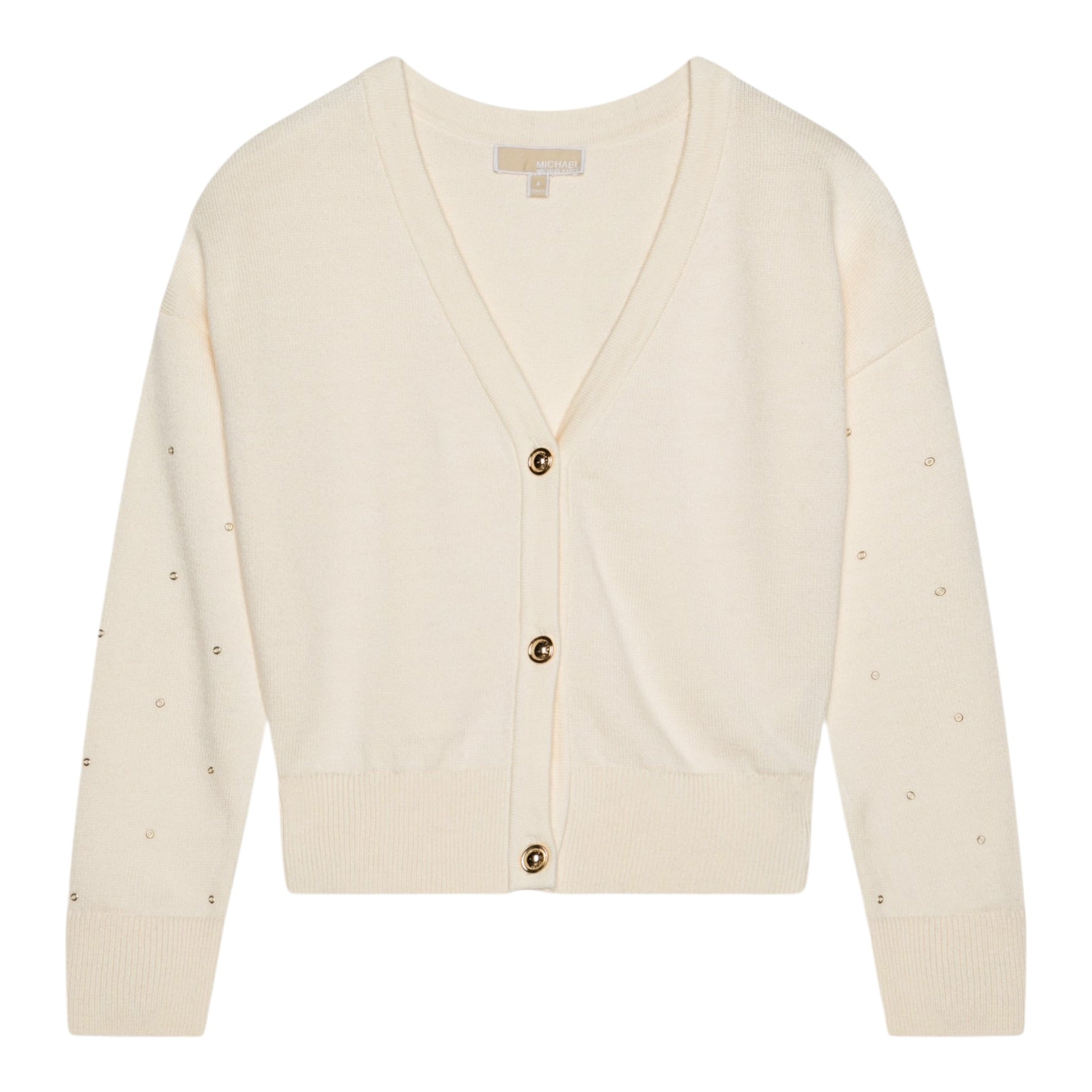 Michael Kors Cardigan tinta unita con Applicazioni Panna per Bambina R30280X PANNA MICHAEL KORS 