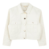 Michael Kors Giubbino Denim Tinta Unita con Applicazioni per Bambina R30293 CREMA MICHAEL KORS 