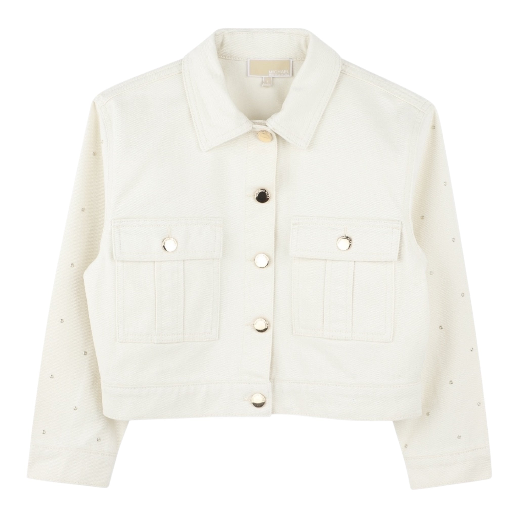Michael Kors Giubbino Denim Tinta Unita con Applicazioni per Bambina R30293 CREMA MICHAEL KORS 