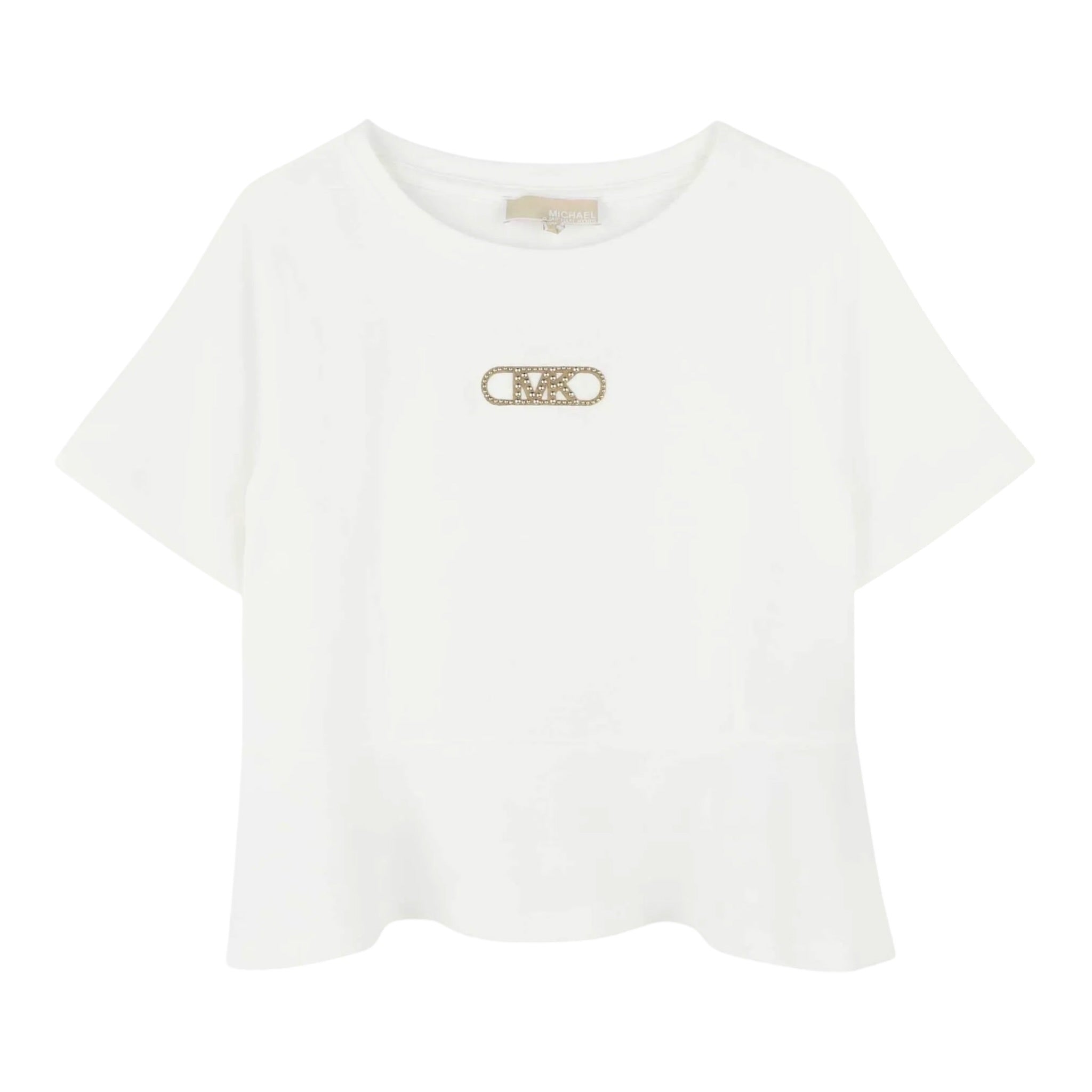Michael Kors T-Shirt Girocollo Tinta Unita con Logo per Bambina R30324 BIANCO MICHAEL KORS 