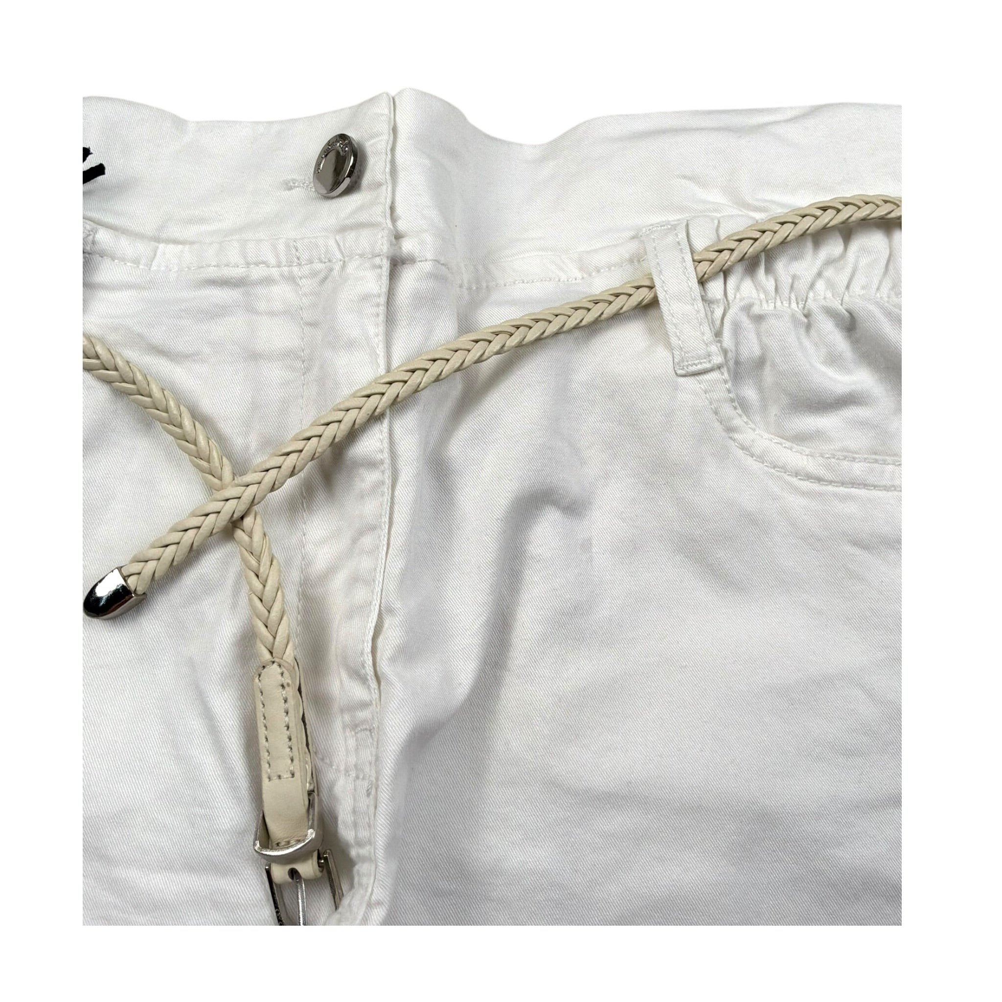 Sarabanda Short Tinta Unita con Cinturino per Bambina 06826 BIANCO SARABANDA 