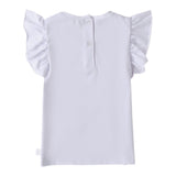 Mini Banda T-Shirt Girocollo Tinta Unita con Stampa per Neonata 0B318 BIANCO MINI BANDA 