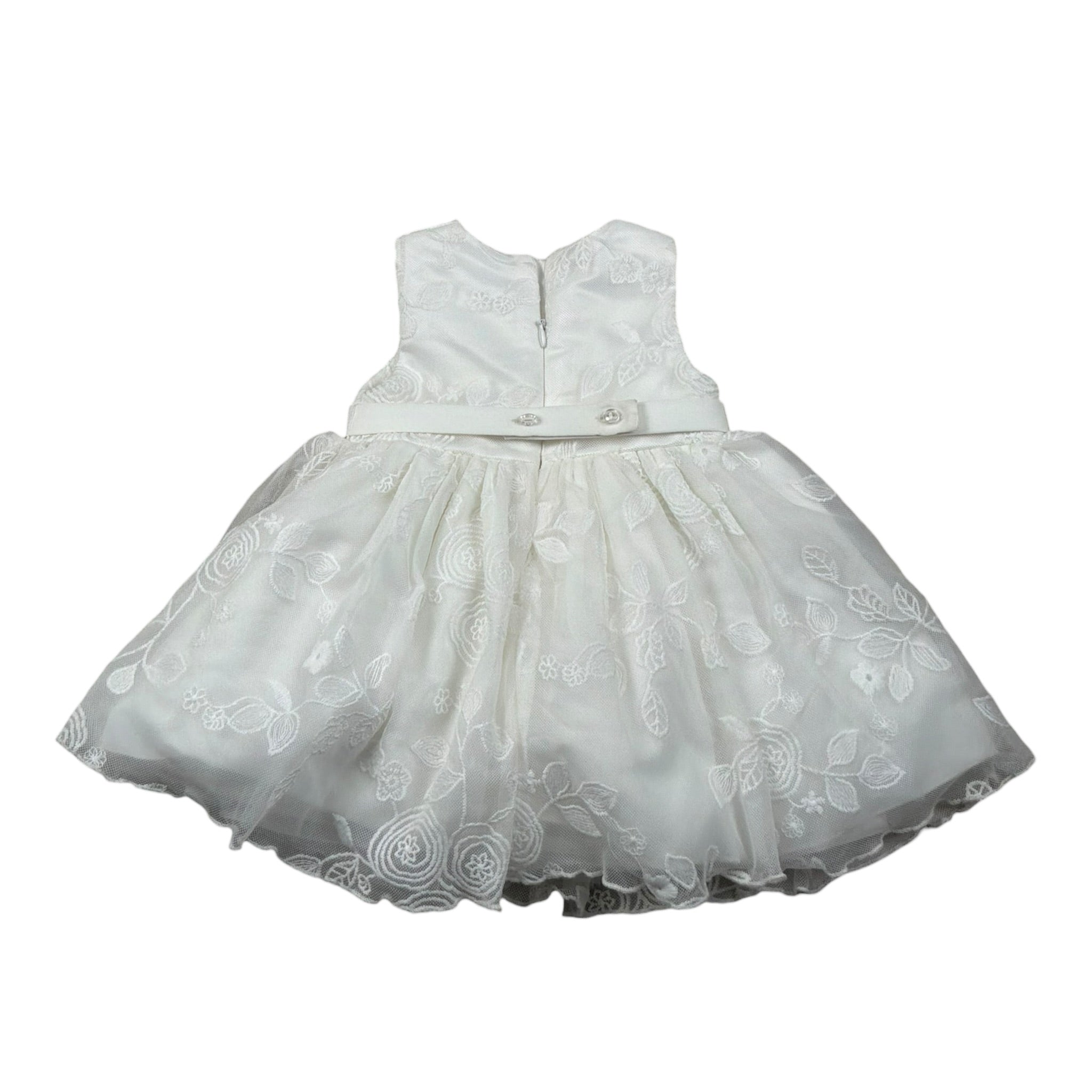 Mini Banda Abito Cerimonia Giromanica Tinta Unita per Neonata 35732 BIANCO MINI BANDA 