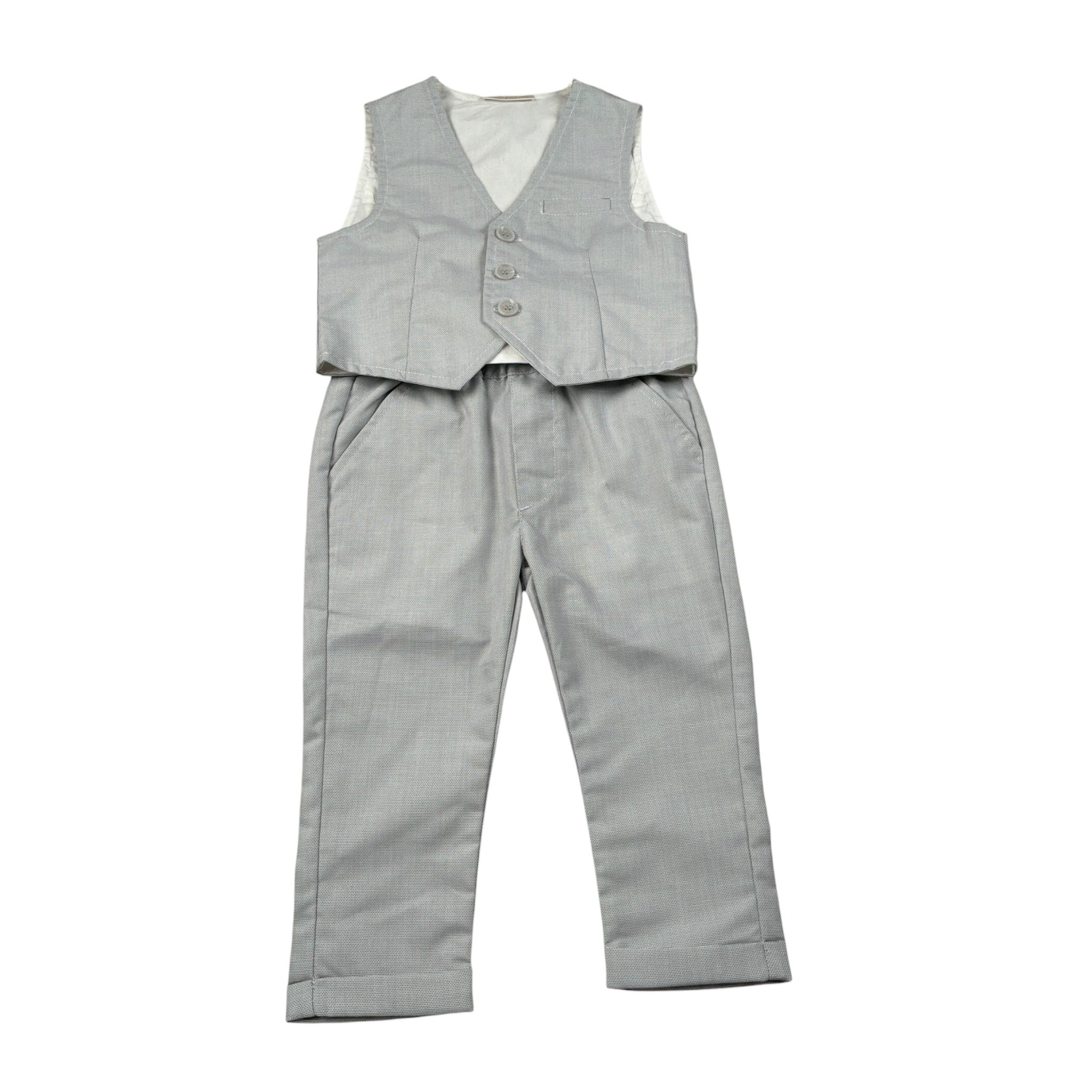 Mini Banda Completo 2 Pezzi Pantalone-Gilet -Tinta Unita per Neonato 38818 GRIGIO MINI BANDA 