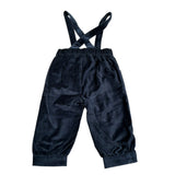 Mini Banda Pantalone Tinta Unita In Velluto con Bretelle per Neonato 3A636 BLU MINI BANDA 