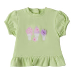 Mini Banda T-Shirt Girocollo Tinta Unita con Stampa per Neonata 3B726 VERDE MINI BANDA 