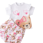 Mini Banda Completo 2 Pezzi Short-T-Shirt per Neonata 3B753 BIANCO MINI BANDA 