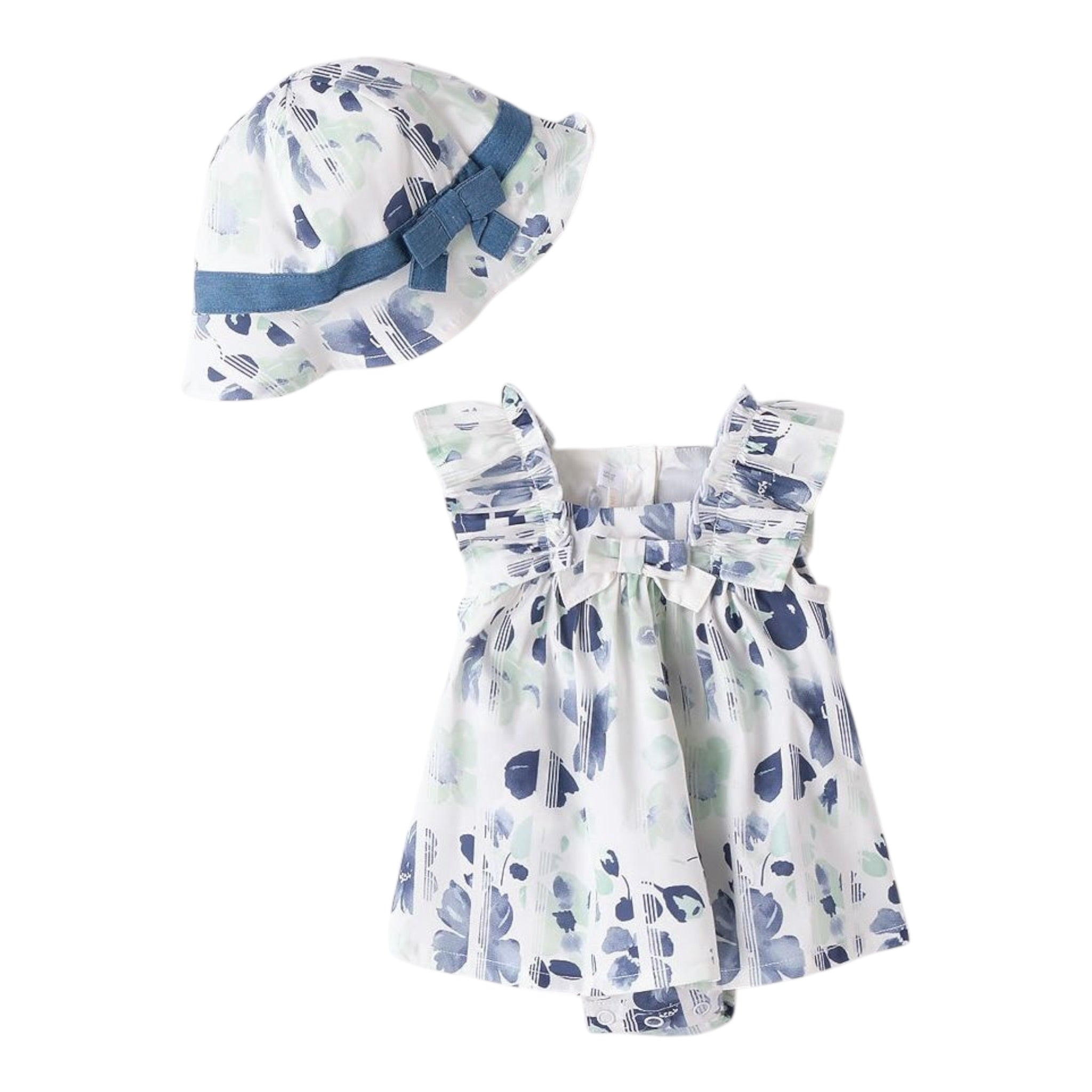 Mini Banda Completo 2 Pezzi Abito tinta unita-Cappello Bianco per Neonata 3B782X BIANCO MINI BANDA 