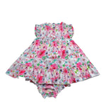 Mini Banda Set Abito-Coulotte Tinta Unita con Stampa per Neonata 3B784X BIANCO MINI BANDA 