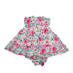 Mini Banda Set Abito-Coulotte Tinta Unita con Stampa per Neonata 3B784X BIANCO MINI BANDA 