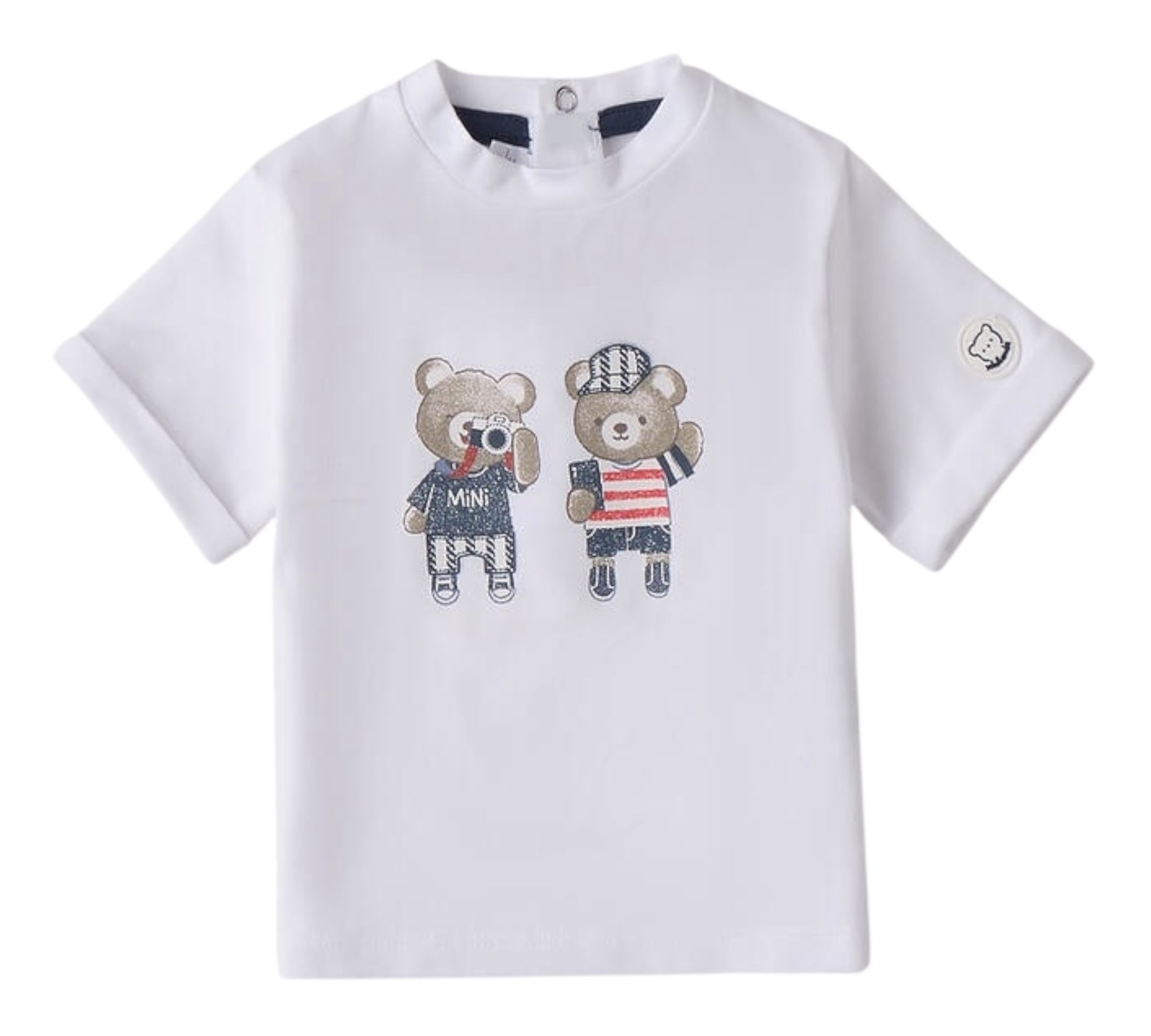 Minibanda T-Shirt Girocollo Tinta Unita con Stampa per Neonato 3B613 BIANCO MINIBANDA 