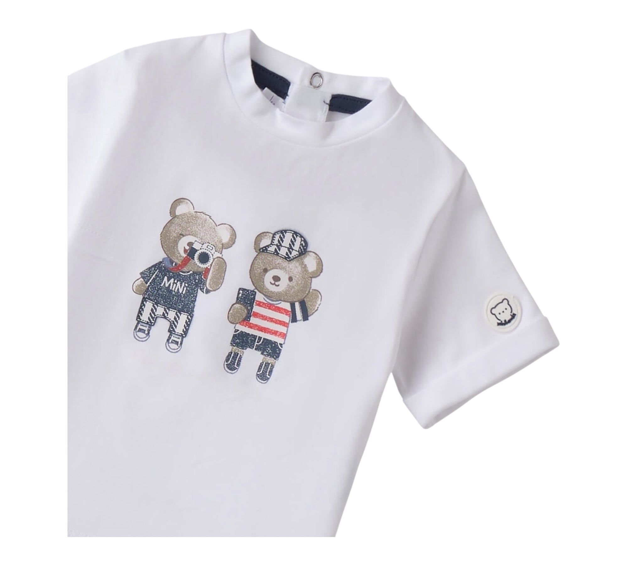 Minibanda T-Shirt Girocollo Tinta Unita con Stampa per Neonato 3B613 BIANCO MINIBANDA 