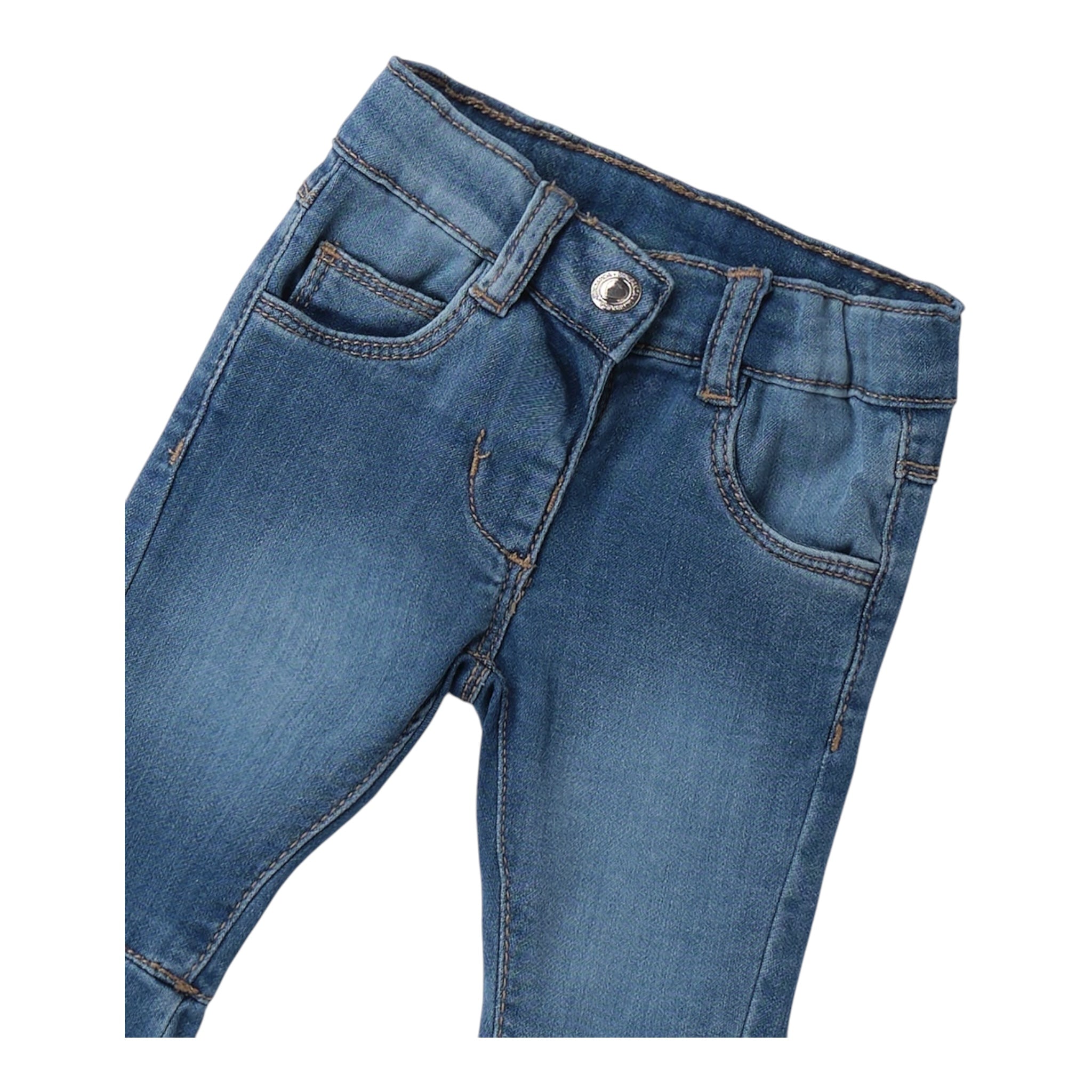 Minibanda Jeans Tinta Unita con Elastico In Vita per Neonata 3B730 BLU MINIBANDA 