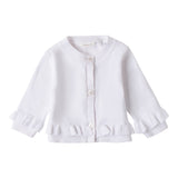 Minibanda Cardigan Tinta Unita con Bottoni Fiori per Neonata 3B762 BIANCO MINIBANDA 