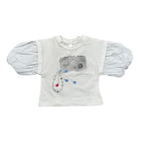 Miss Grant T-Shirt Girocollo tinta unita con Stampa Bianco per Bambina MG1235 BIANCO MISS GRANT 