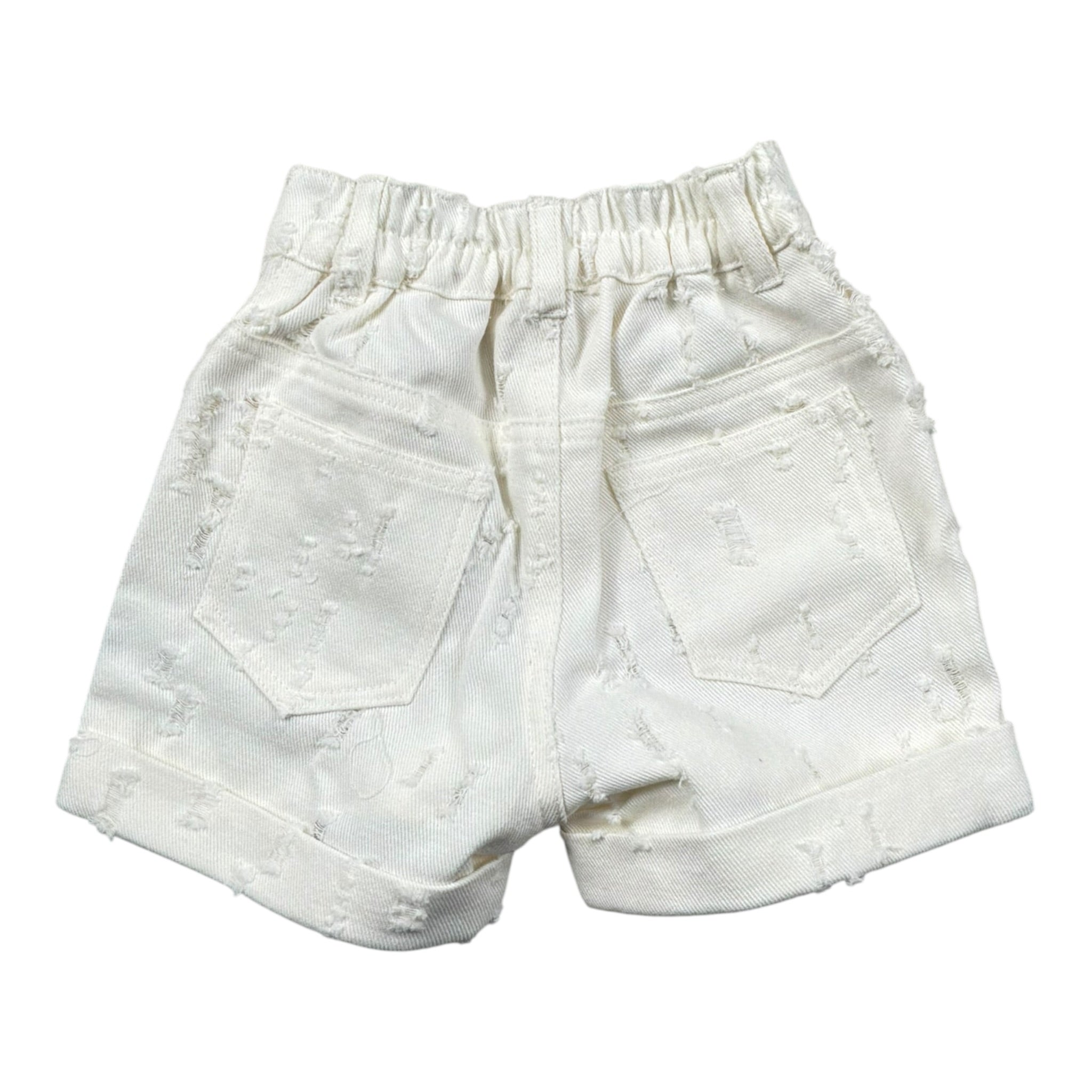 Miss Grant Short In Denim tinta unita con Elastico In Vita Bianco per Neonata MG1257X BIANCO MISS GRANT 