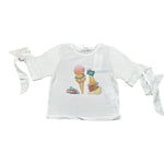 Miss Grant T-Shirt Girocollo tinta unita con Stampa Bianco per Bambina MG1317 BIANCO MISS GRANT 