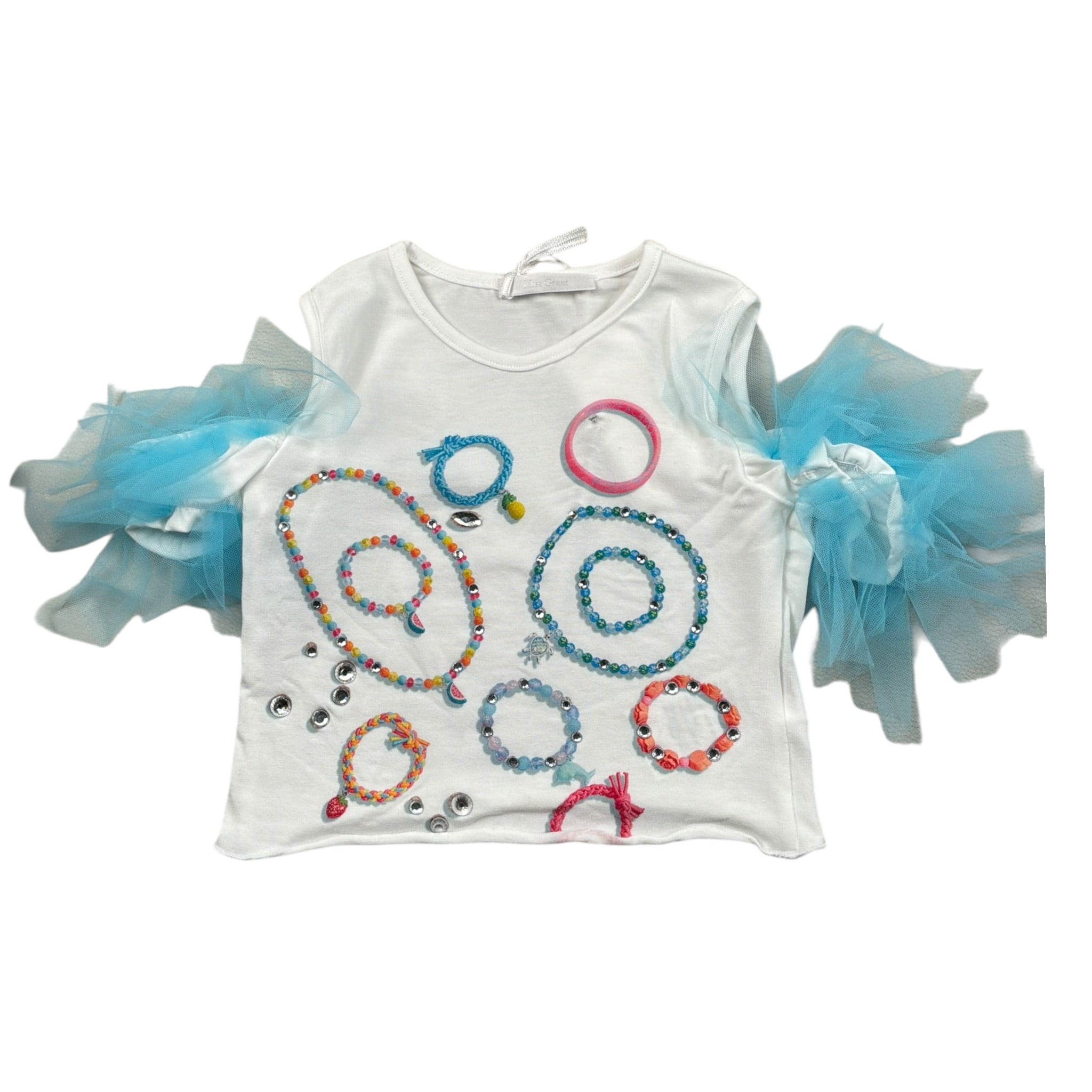 Miss Grant T-Shirt Girocollo tinta unita con Stampa Bianco per Neonata MG1318N BIANCO MISS GRANT 