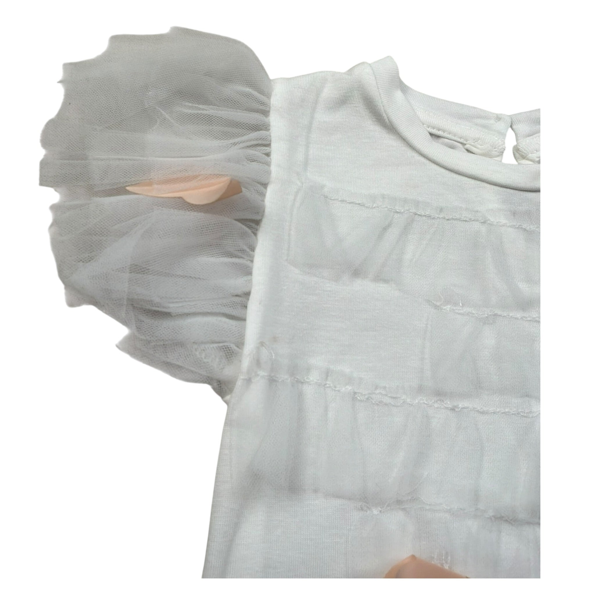 Miss Grant T-Shirt Girocollo Tinta Unita con Applicazioni per Neonata MG1335 BIANCO MISS GRANT 