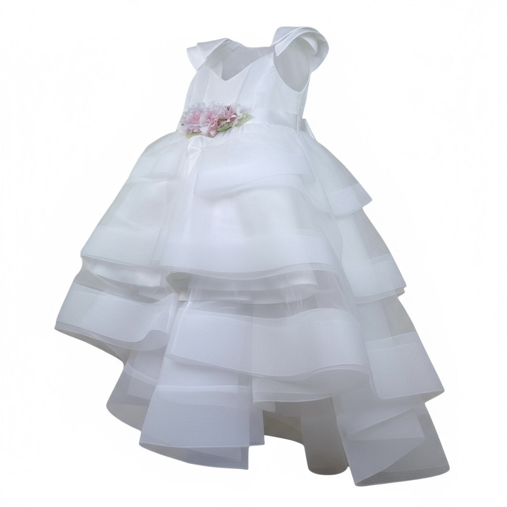 Modi Collezione Abito Cerimonia Tinta Unita per Bambina J4013P BIANCO MODI COLLEZIONE 