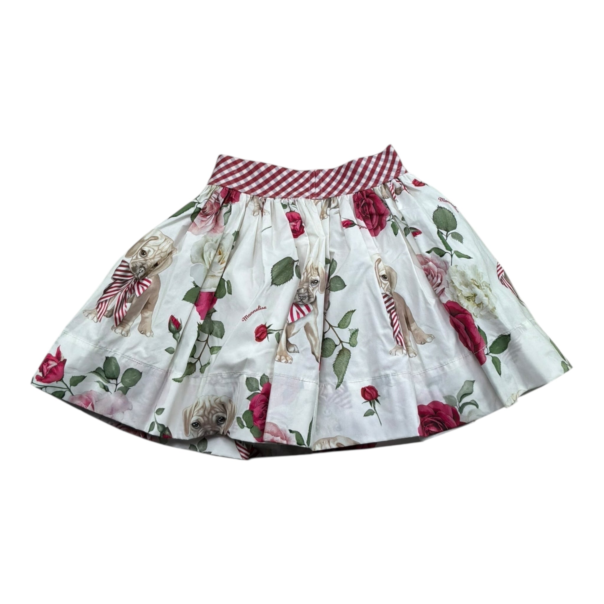Monnalisa Gonna Tinta Unita con Fantasia Fiori per Bambina 113703 BIANCO MONNALISA 