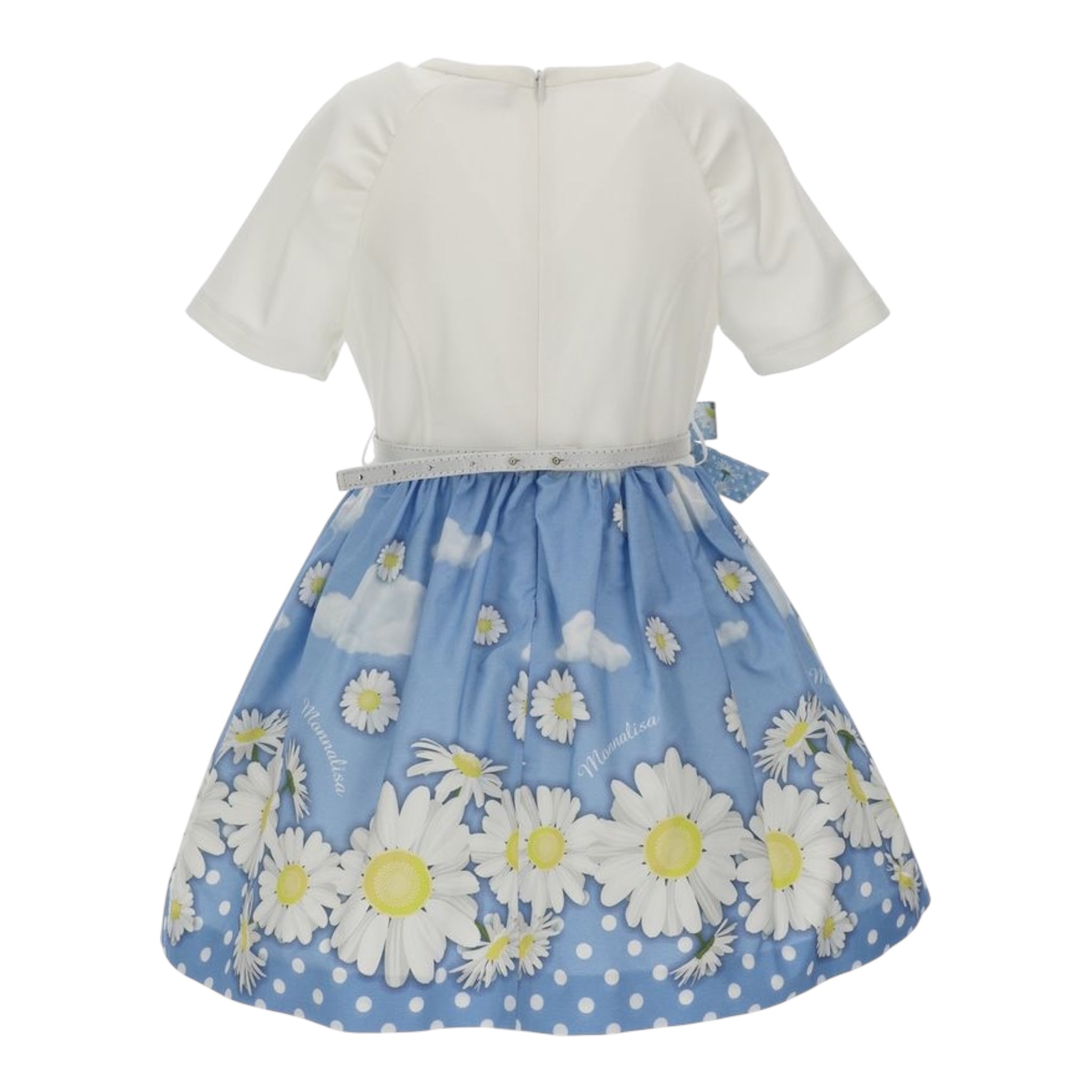 Monnalisa Abito Bicolore con Fantasia Margherite per Neonata 119900 BIANCO MONNALISA 