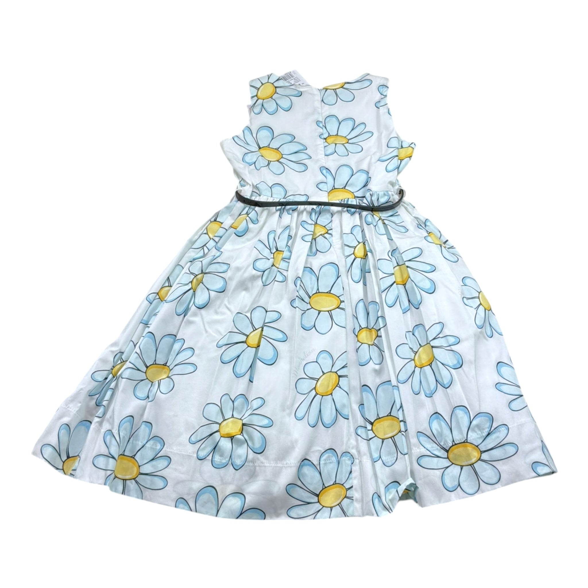 Monnalisa Abito Giromanica Tinta Unita con Fantasia Fiori per Bambina 119908 BIANCO MONNALISA 