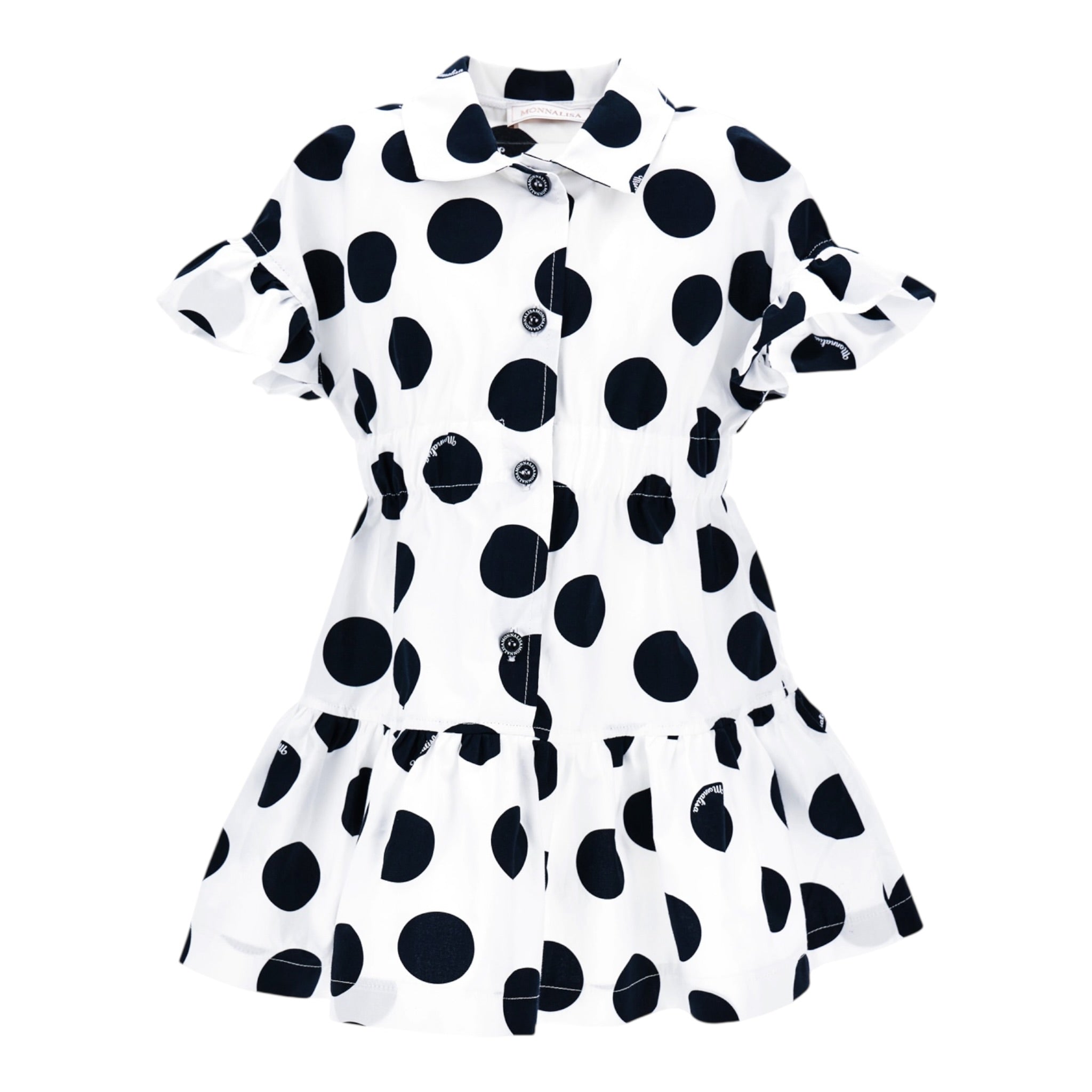Monnalisa Abito Mezza Manica tinta unita con Stampa Pois Bianco per Bambina 11A910X BIANCO MONNALISA 