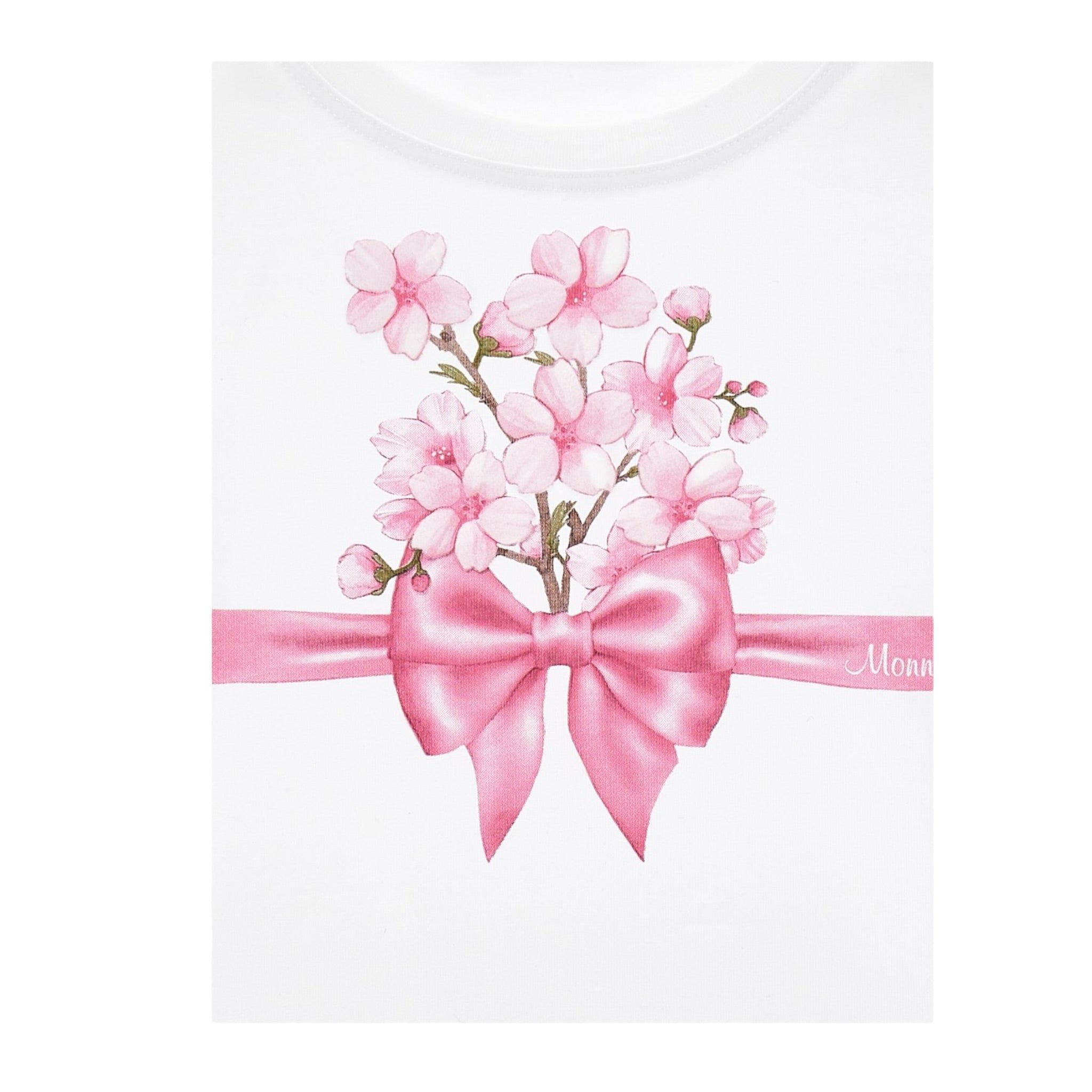 Monnalisa T-Shirt Girocollo Tinta Unita con Stampa per Bambina 11E609X BIANCO MONNALISA 