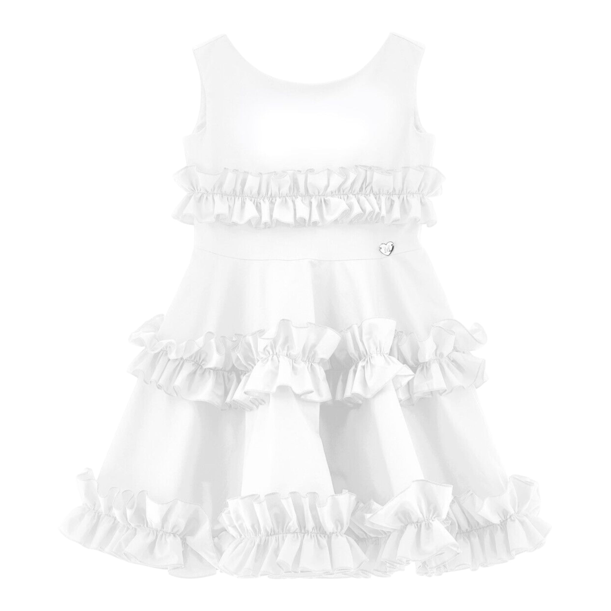 Monnalisa Abito Tinta Unita Giromanica per Bambina 11E910 BIANCO MONNALISA 